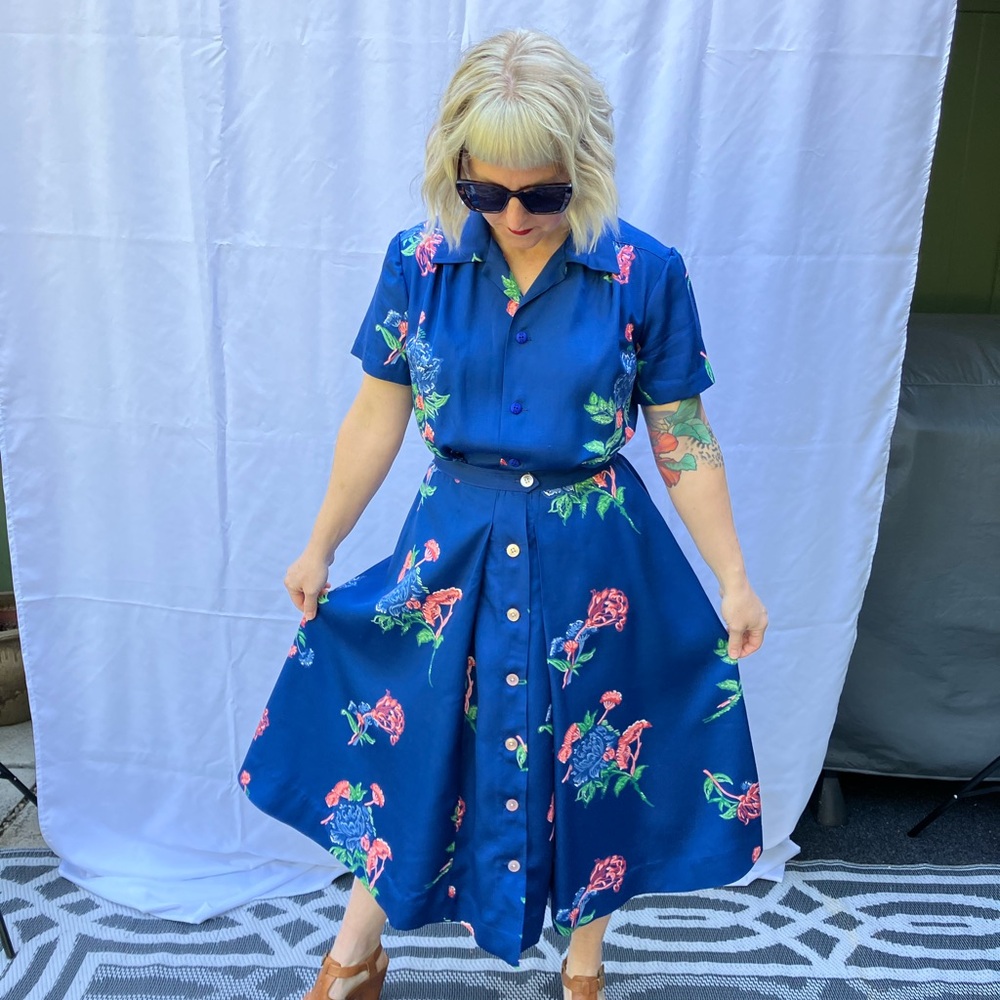 Floral Button-Up Romper and Skirt Set